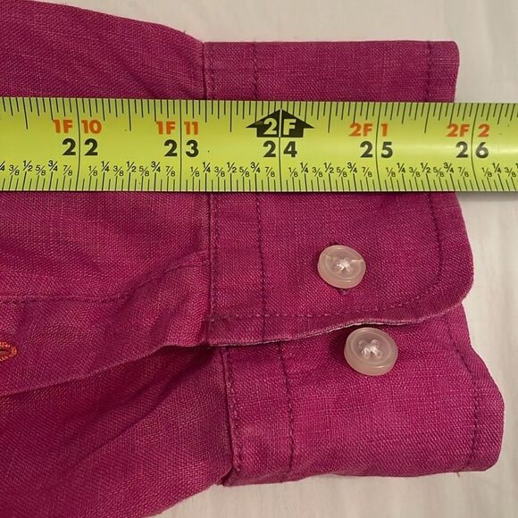 Hickey Freeman Fuschia Pink Linen Button Down Shirt Mens Size Large Casual - Picture 5 of 9